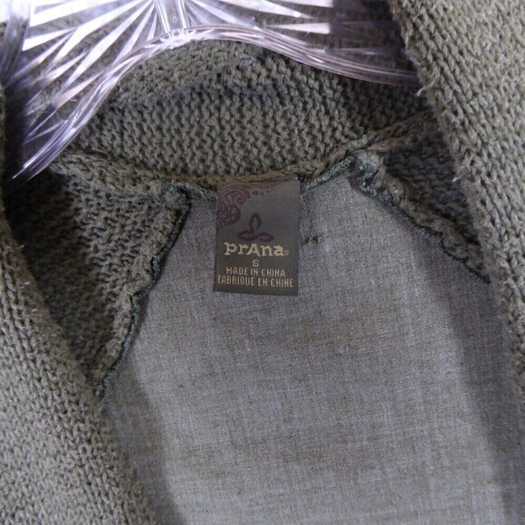 PRANA Cardigan Women's Small Olive Green Breathe Open Front Open Knit Outdoor - Picture 9 of 11